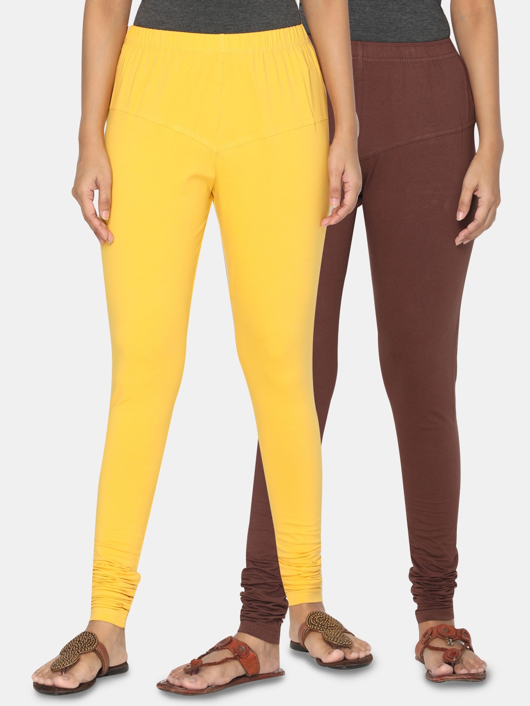 

TSG Bliss Women Pack of 2 Bio Wash Churidar Leggings, Gold