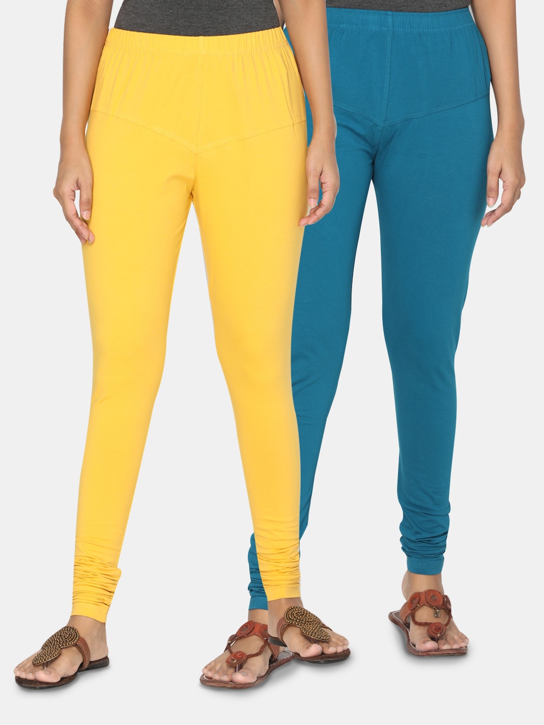 

TSG Bliss Women Pack of 2 Bio Wash Churidar Leggings, Yellow