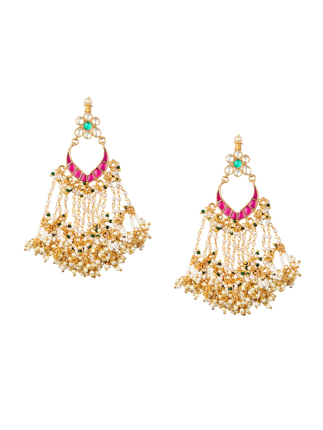 

MORKANTH JEWELLERY Pink & White Contemporary Jhumkas