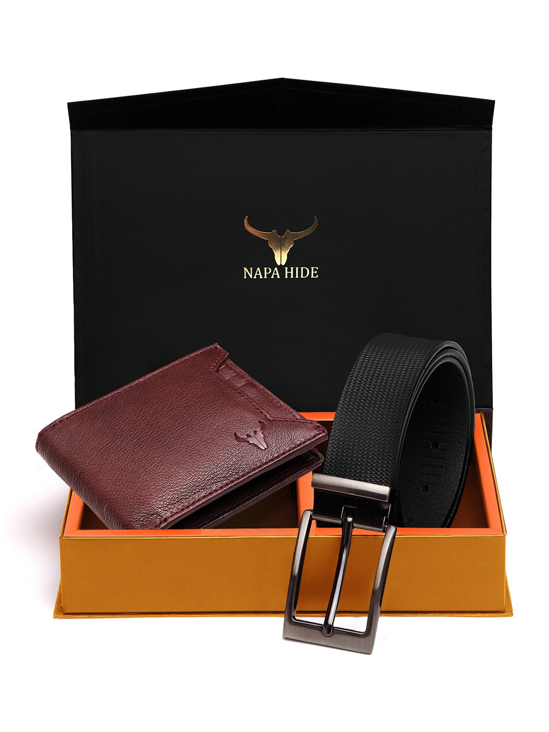 

NAPA HIDE Men RFID Protected Genuine High Quality Leather Wallet & Belt Gift Set, Black