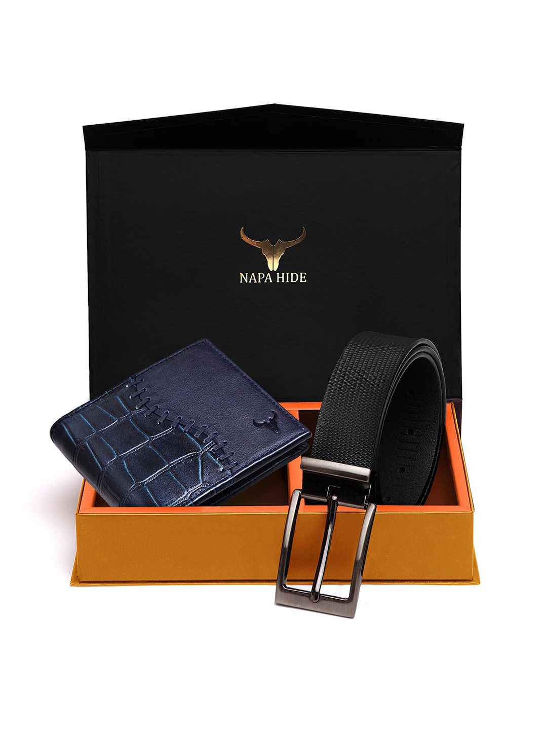 

NAPA HIDE Men Black RFID Protected Genuine Leather Accessory Gift Set