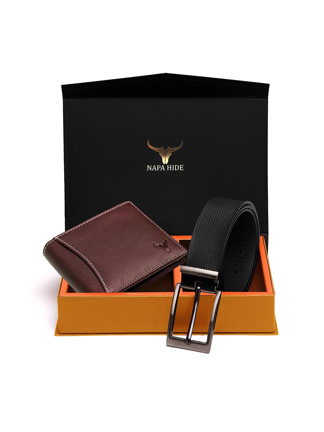 

NAPA HIDE Men RFID Protected Genuine High Quality Leather Wallet & Belt Accessory Gift Set, Black
