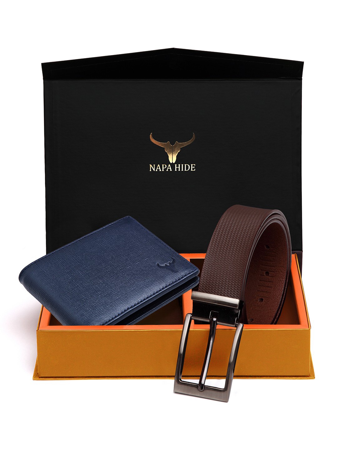 

NAPA HIDE Men RFID Protected Genuine High Quality Leather Wallet & Belt Accessory Gift Set, Brown
