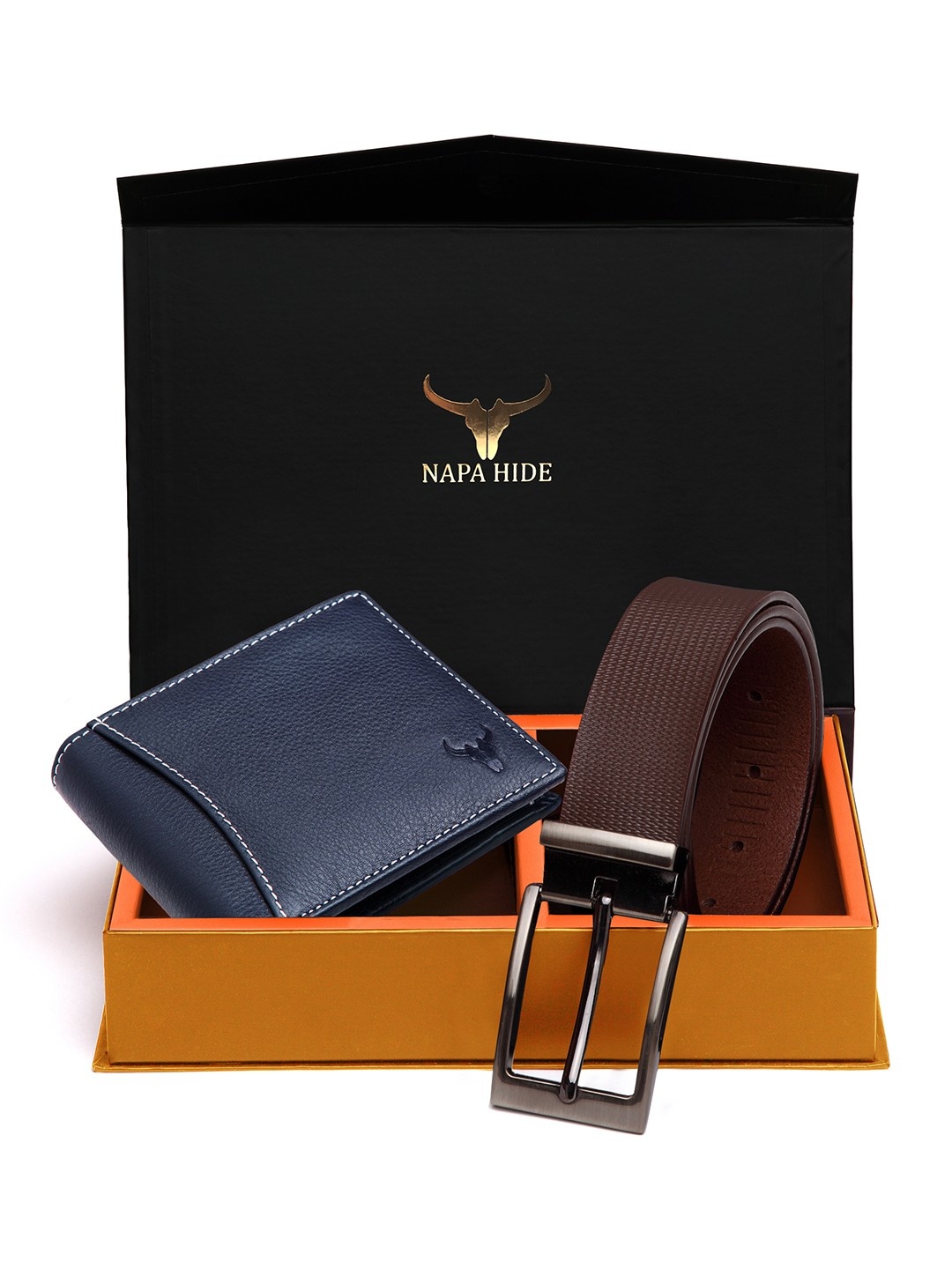 

NAPA HIDE Men RFID Protected Genuine High Quality Leather Wallet & Belt Gift Set, Brown