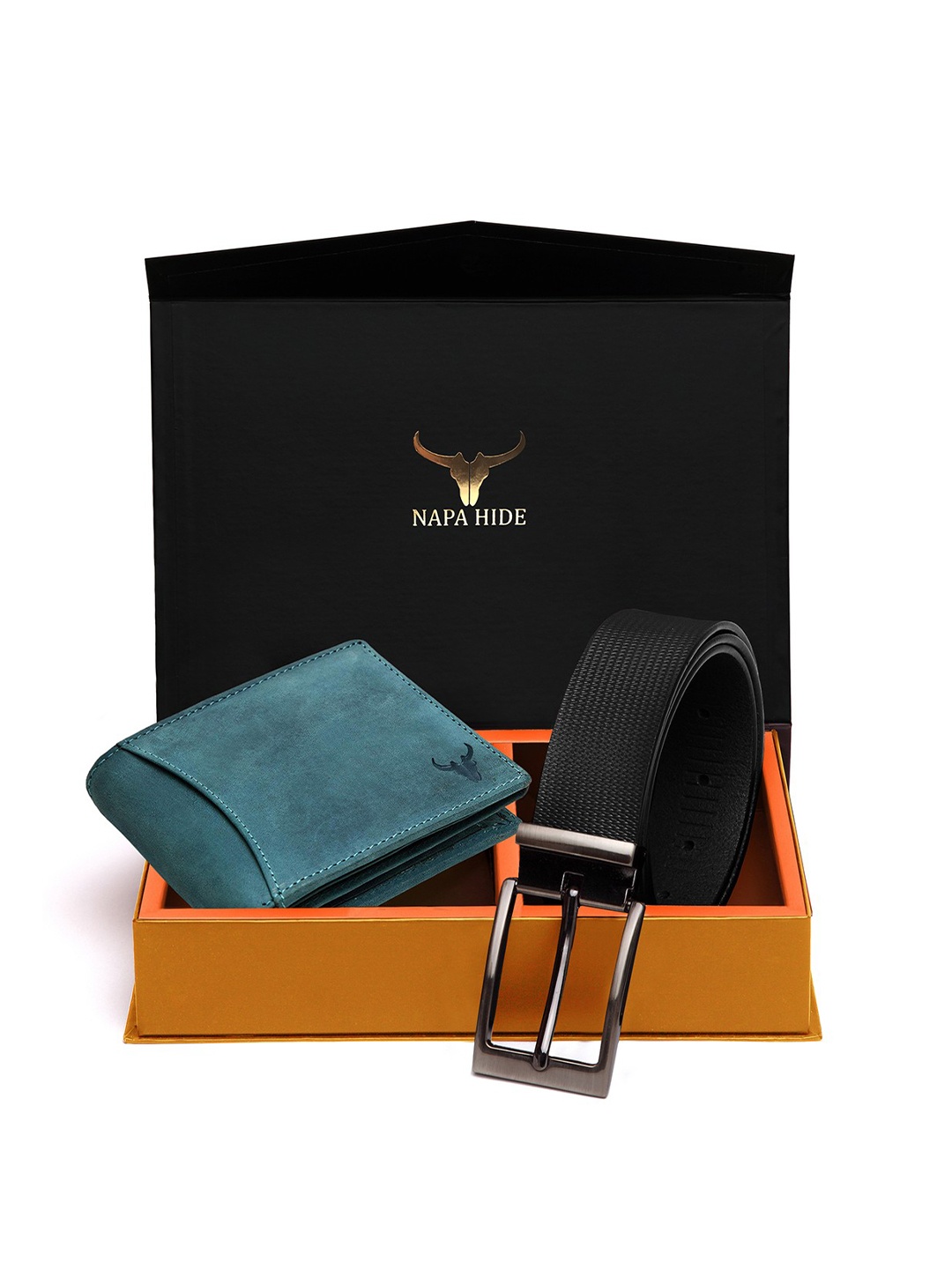 

NAPA HIDE Men RFID Protected Genuine High Quality Leather Wallet & Belt Accessory Gift Set, Black