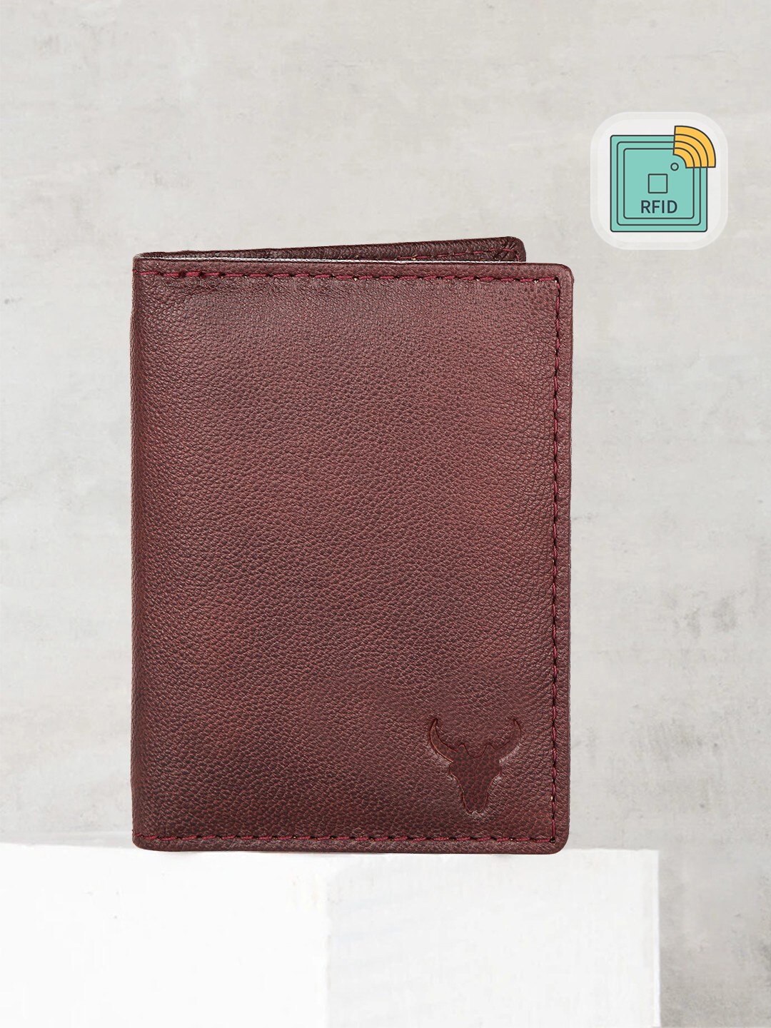 

NAPA HIDE Men Maroon Solid RFID Protected Leather Two Fold Wallet