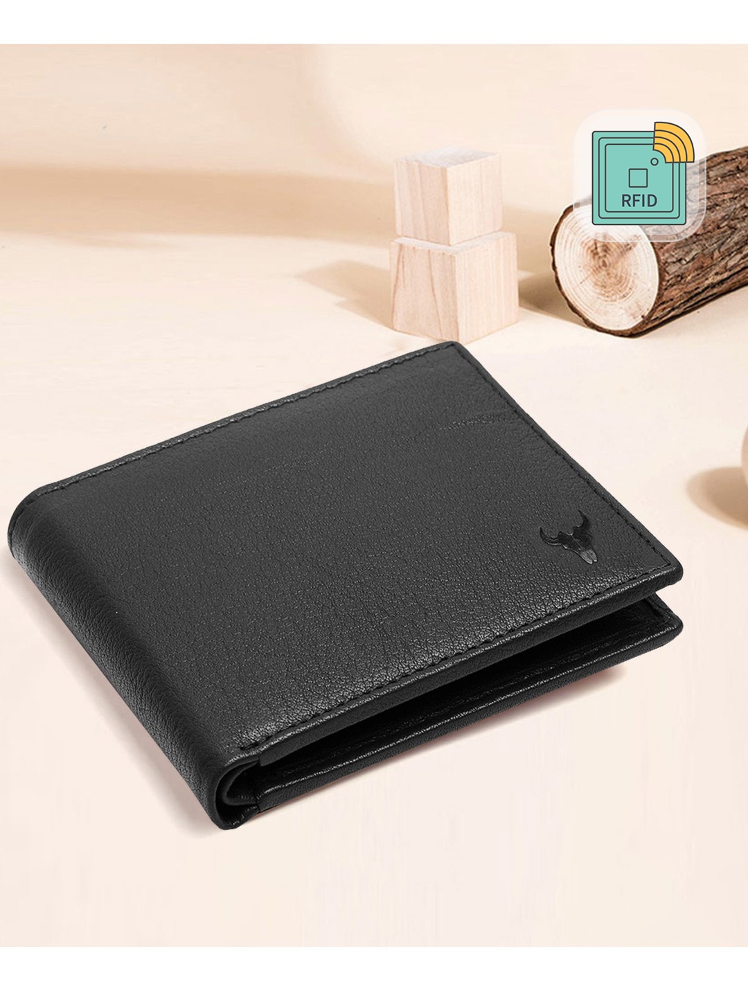 

NAPA HIDE Men Black Solid RFID Leather Two Fold Wallet