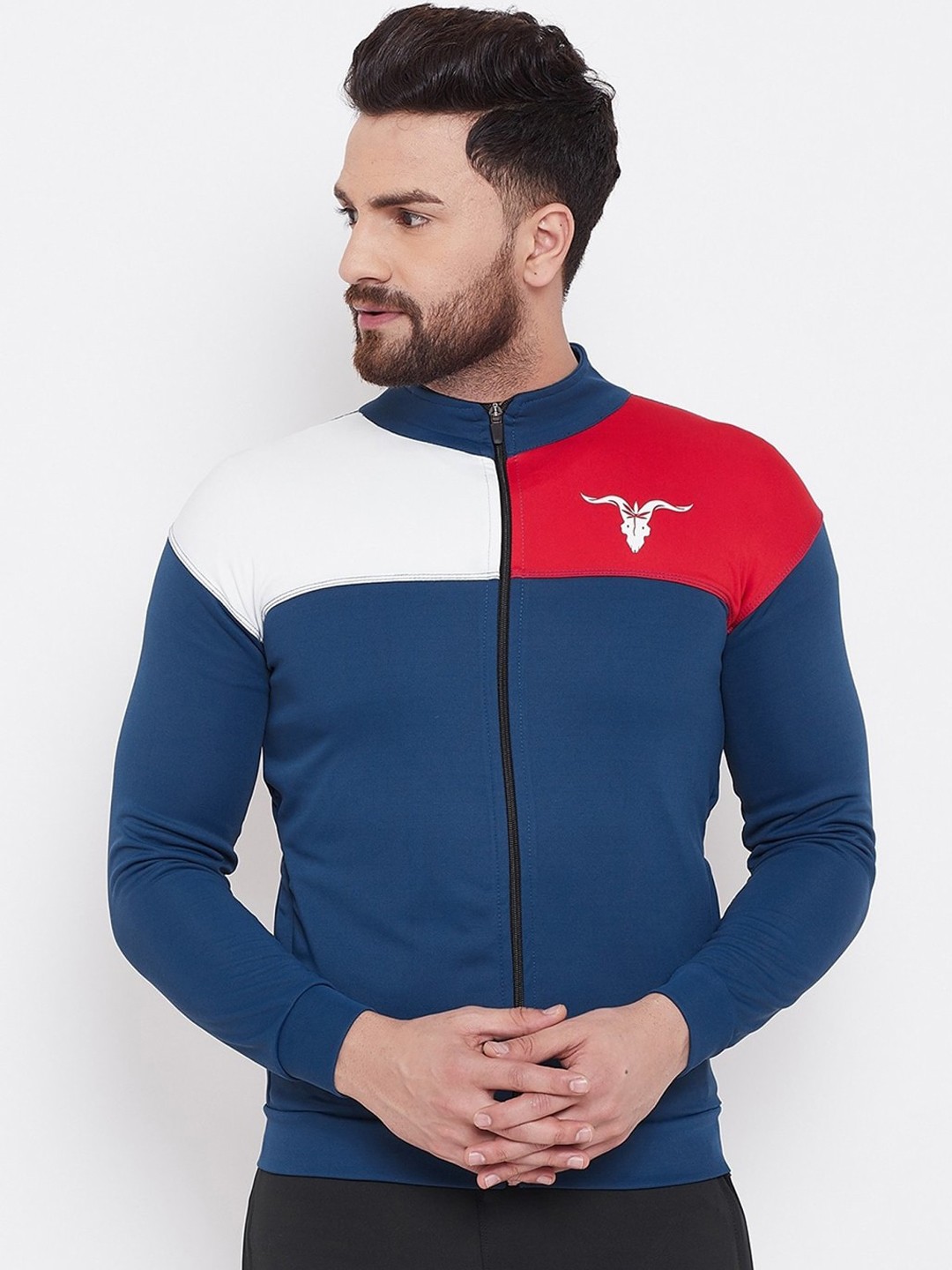 

YOGAIR Men Blue Colourblocked Lightweight Sporty Jacket