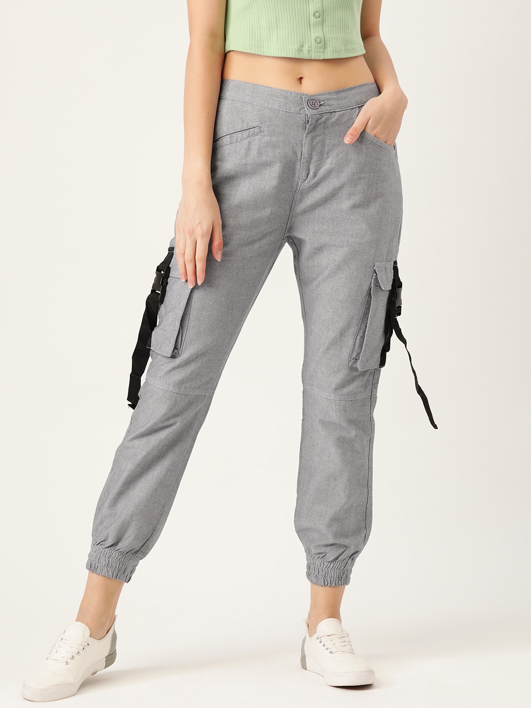 

Moda Rapido Women Blue Pure Cotton Joggers Trousers
