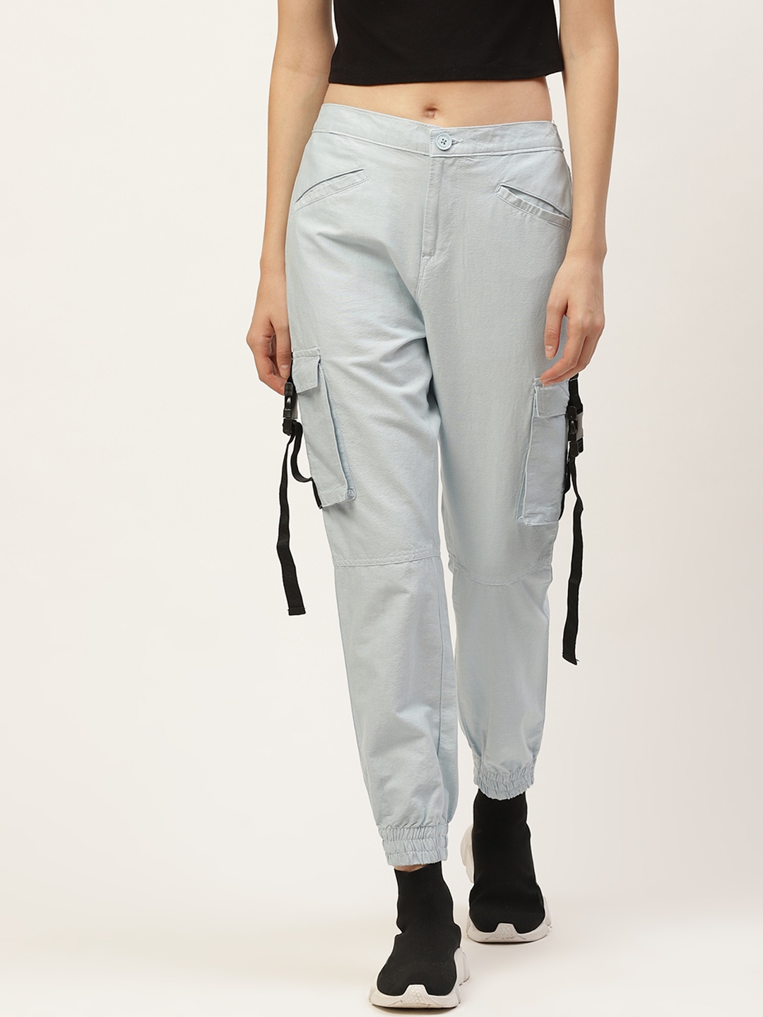 

Moda Rapido Women Blue Loose Fit Cargos Trousers