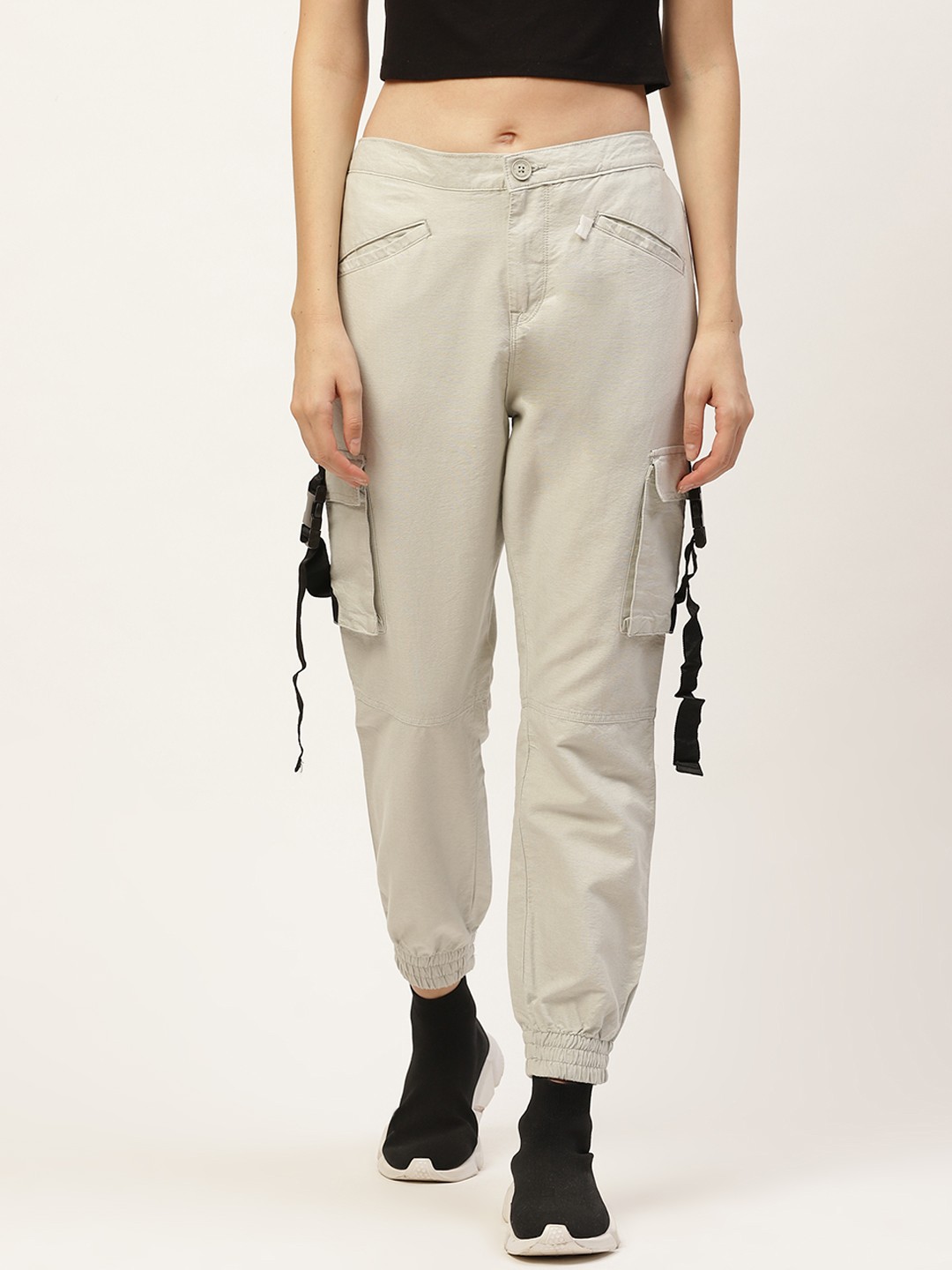 

Moda Rapido Women Beige Loose Fit Cargos Trousers