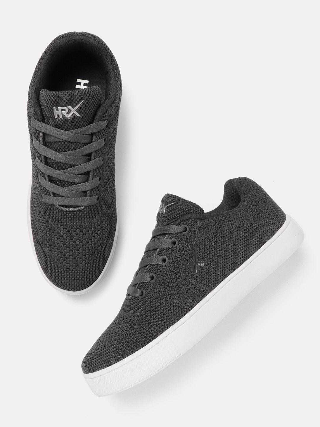 

Hrx By Hrithik Roshan Men Charcoal Grey Woven Design Fly Sneakers