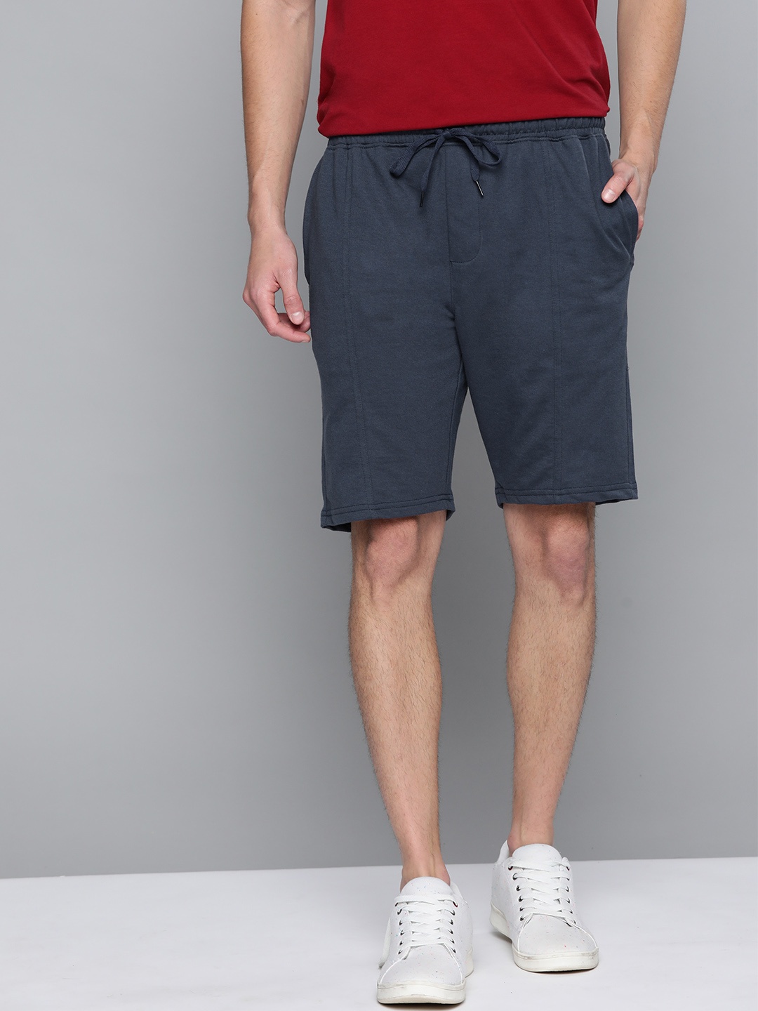 

Mast & Harbour Men Navy Blue Solid Regular Fit Shorts