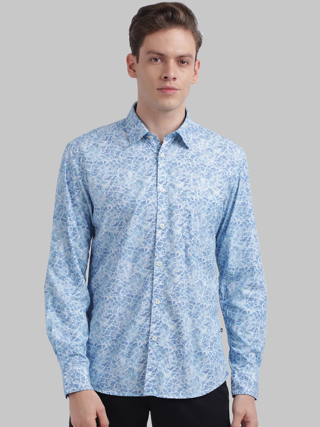 

Parx Men Blue Slim Fit Printed Casual Shirt