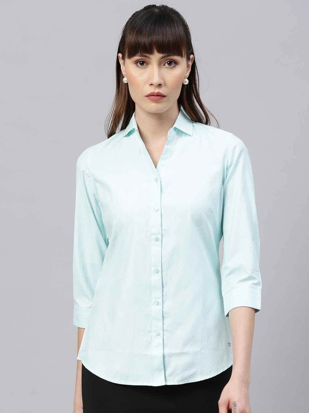 

Park Avenue Woman Women Blue Regular Fit Solid Casual Shirt