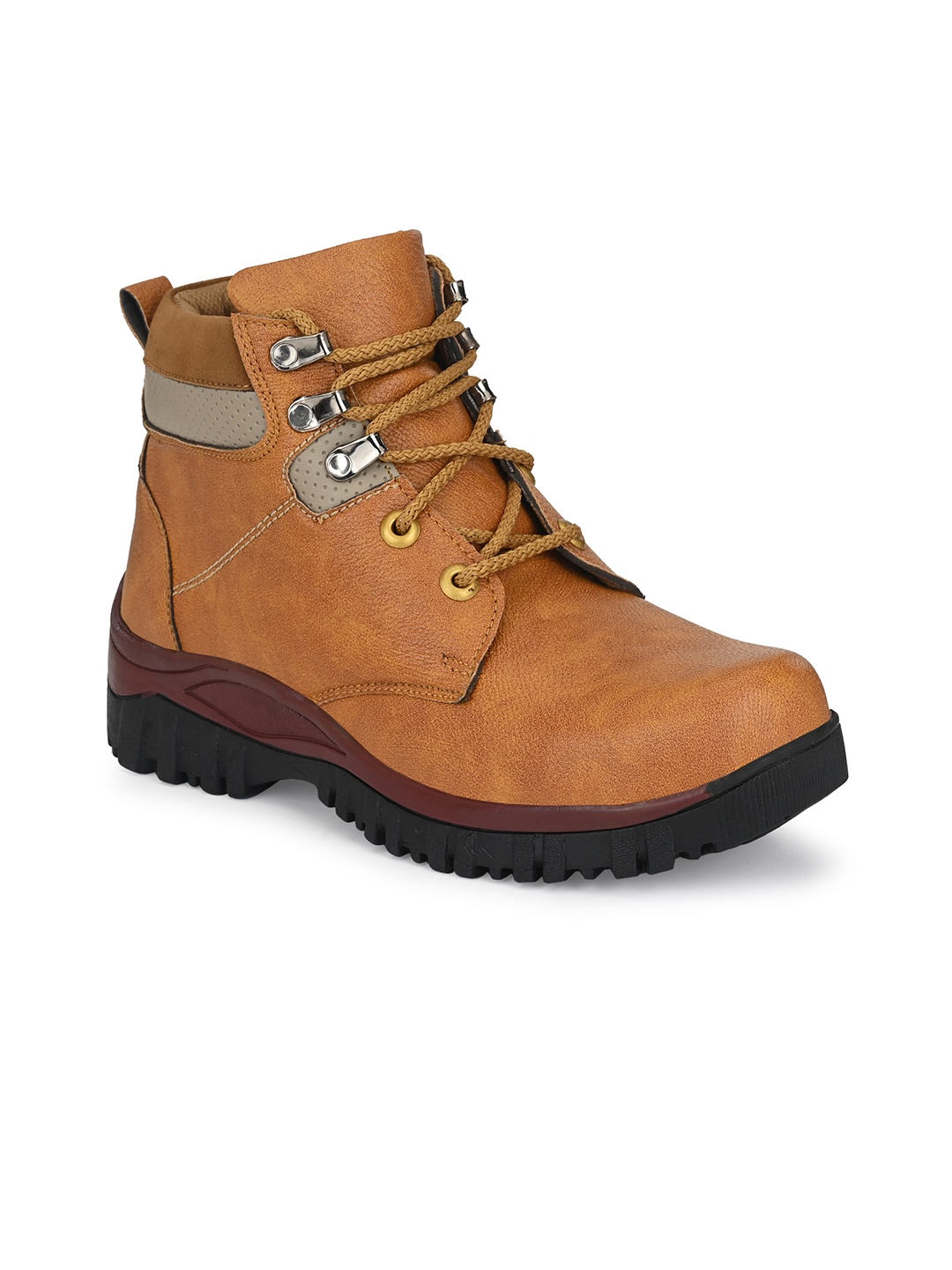 

BUCIK Men Tan-Coloured Solid Flat Boots