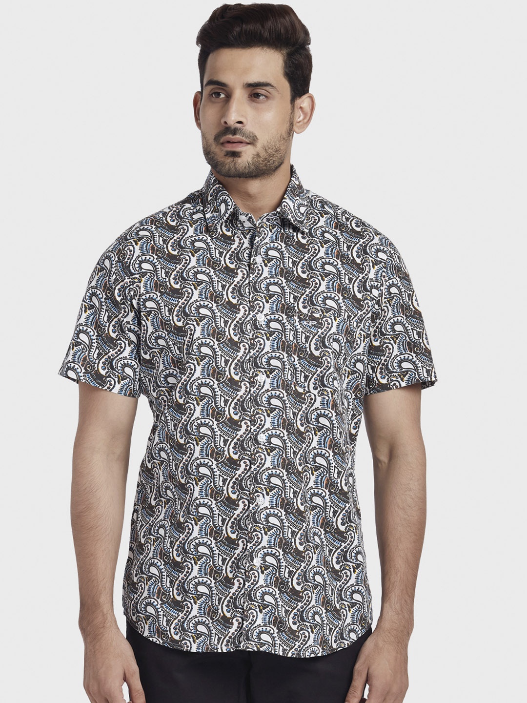 

ColorPlus Men Brown Tailored Fit Printed Casual Shirt