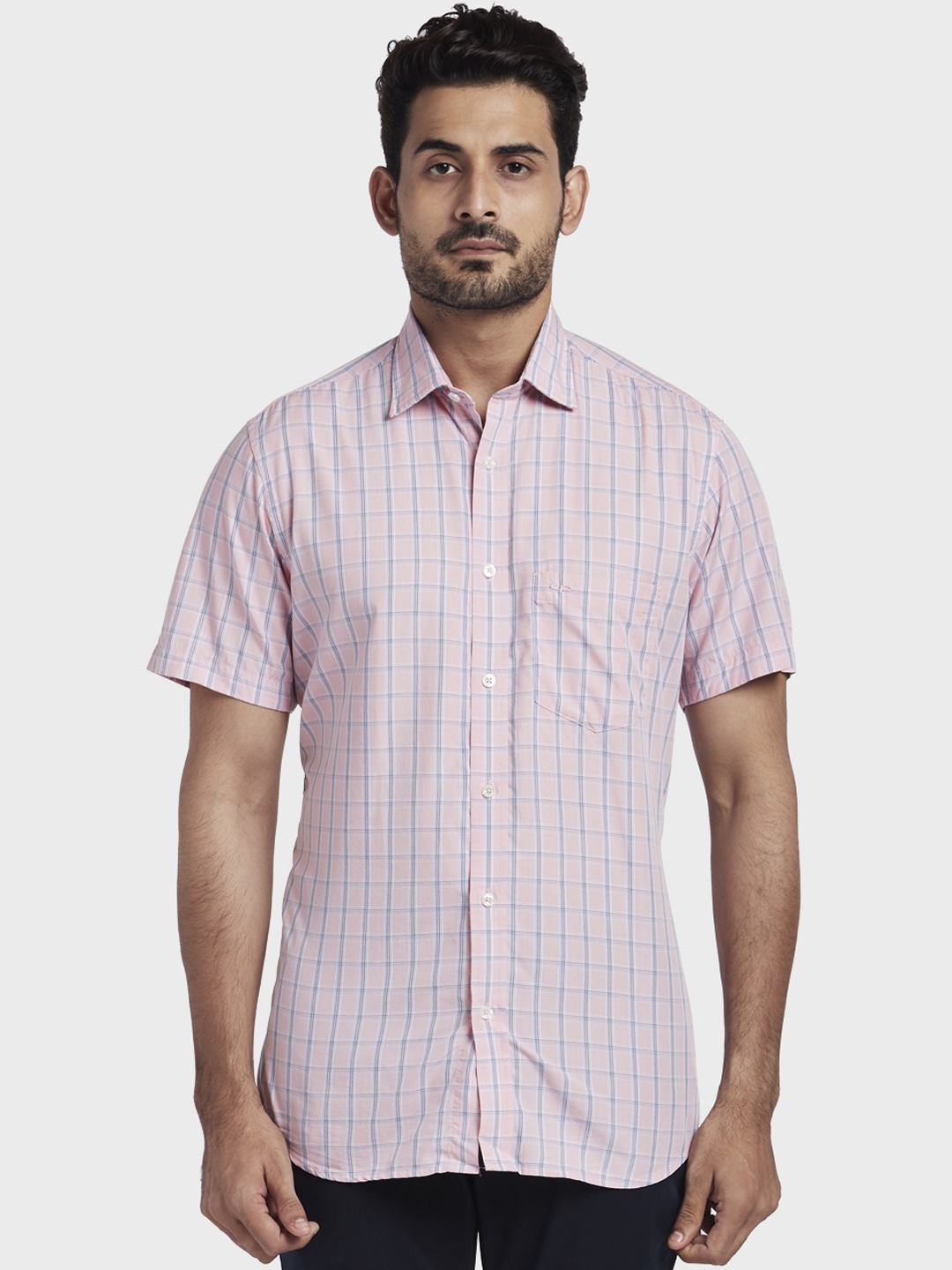 

ColorPlus Men Red Tailored Fit Checked Casual Shirt