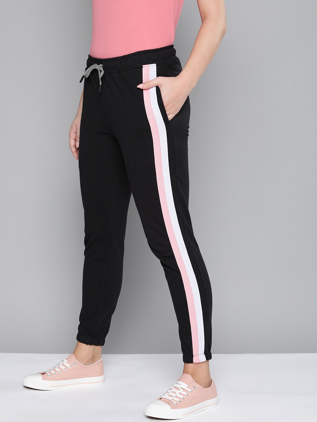 

Harvard Men's Black Solid Track Pants with Side Stripes