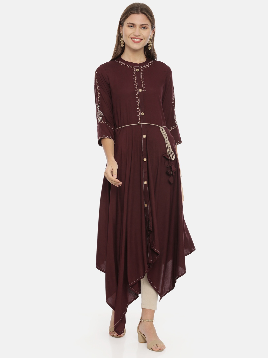 

Neerus Women Brown Solid A-Line Kurta