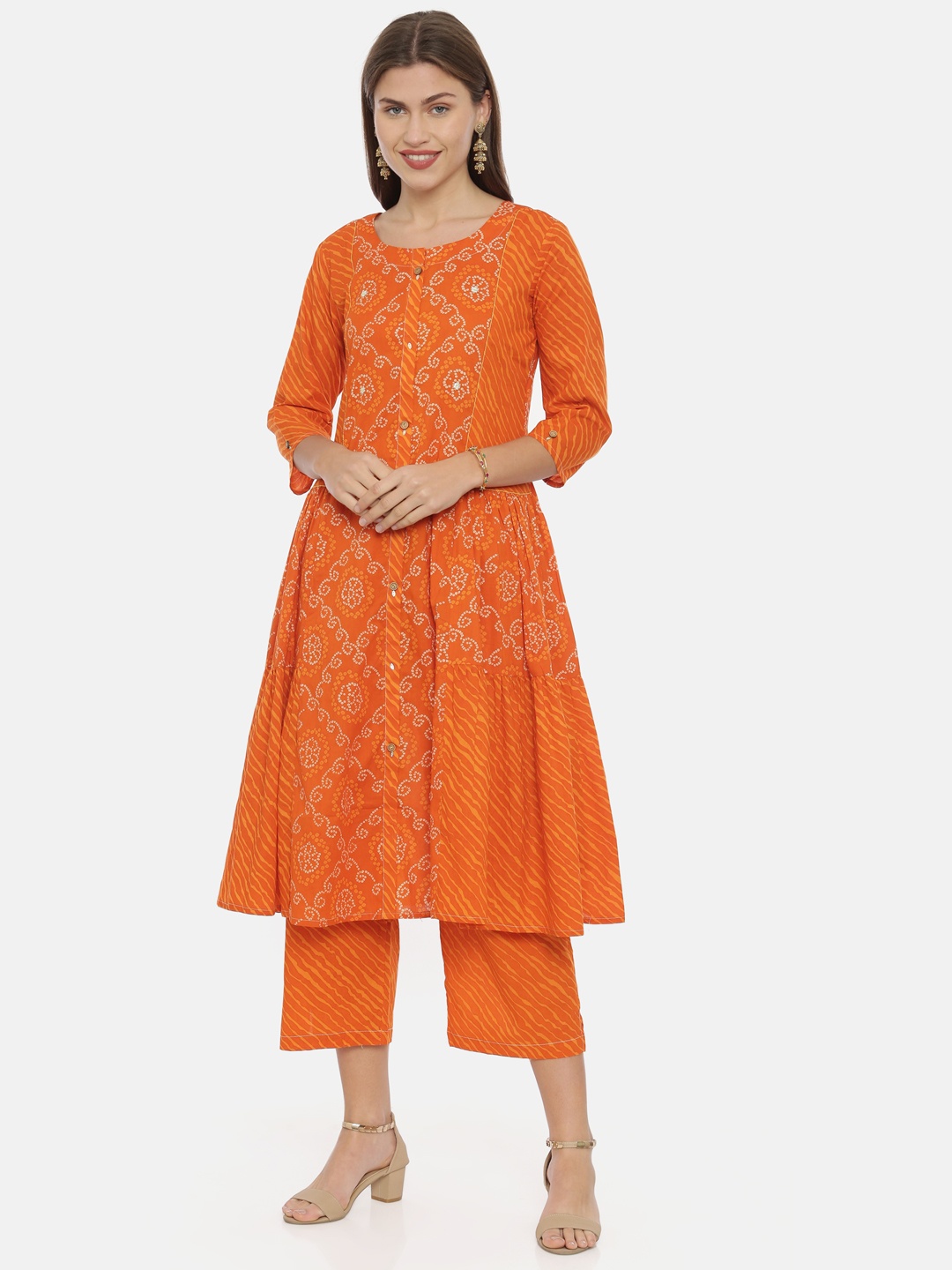 

Neerus Women Orange Embroidered Anarkali Kurta