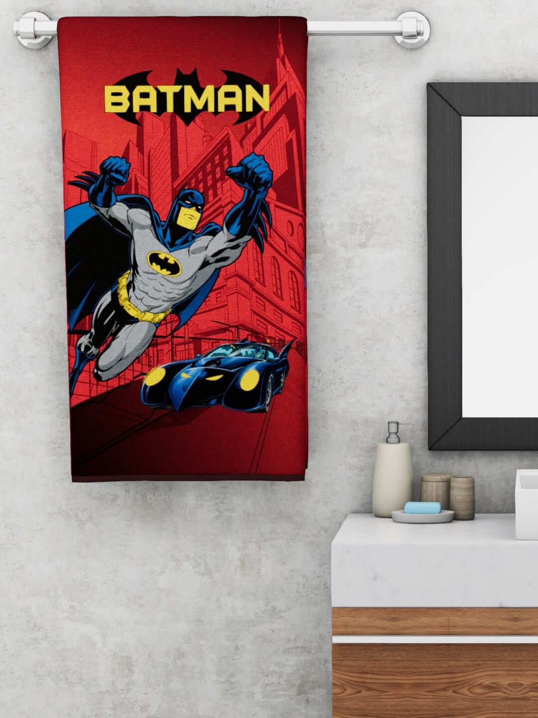 

BIANCA Red & Blue Batman Printed 380 GSM Bath Towel