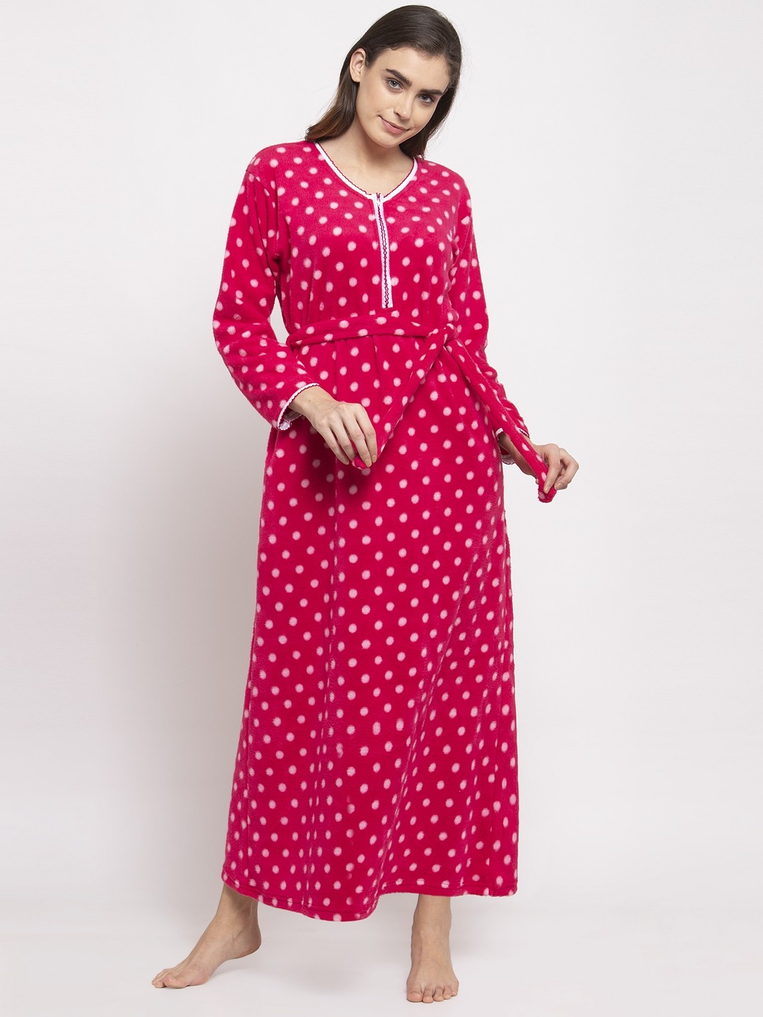 

Secret Wish Women Pink Printed Woolen Nightdress