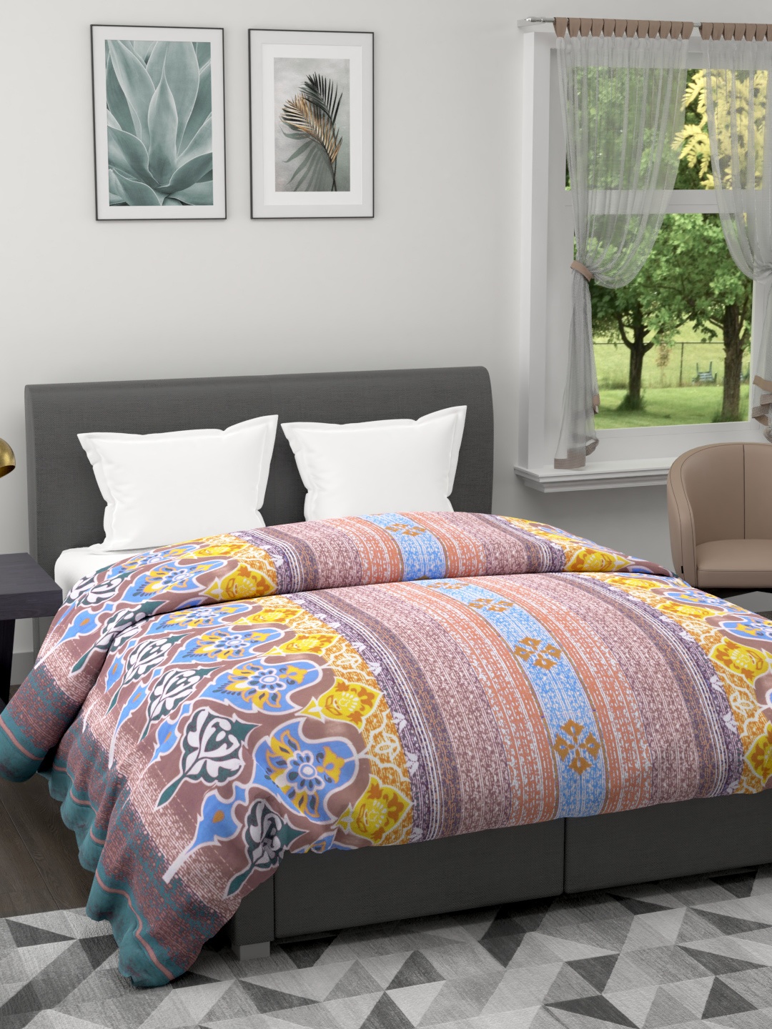 

BIANCA Unisex Blue & Brown AC Room 150 GSM Double Bed Comforter