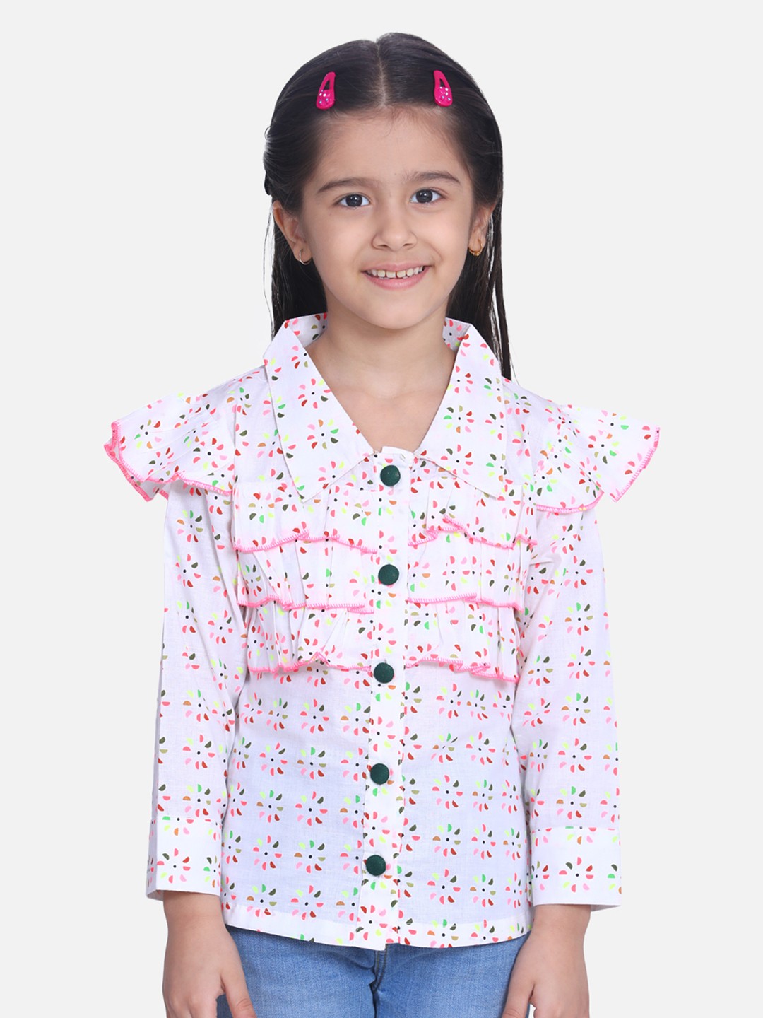 

Cutiekins Girls White Printed Shirt Style Top