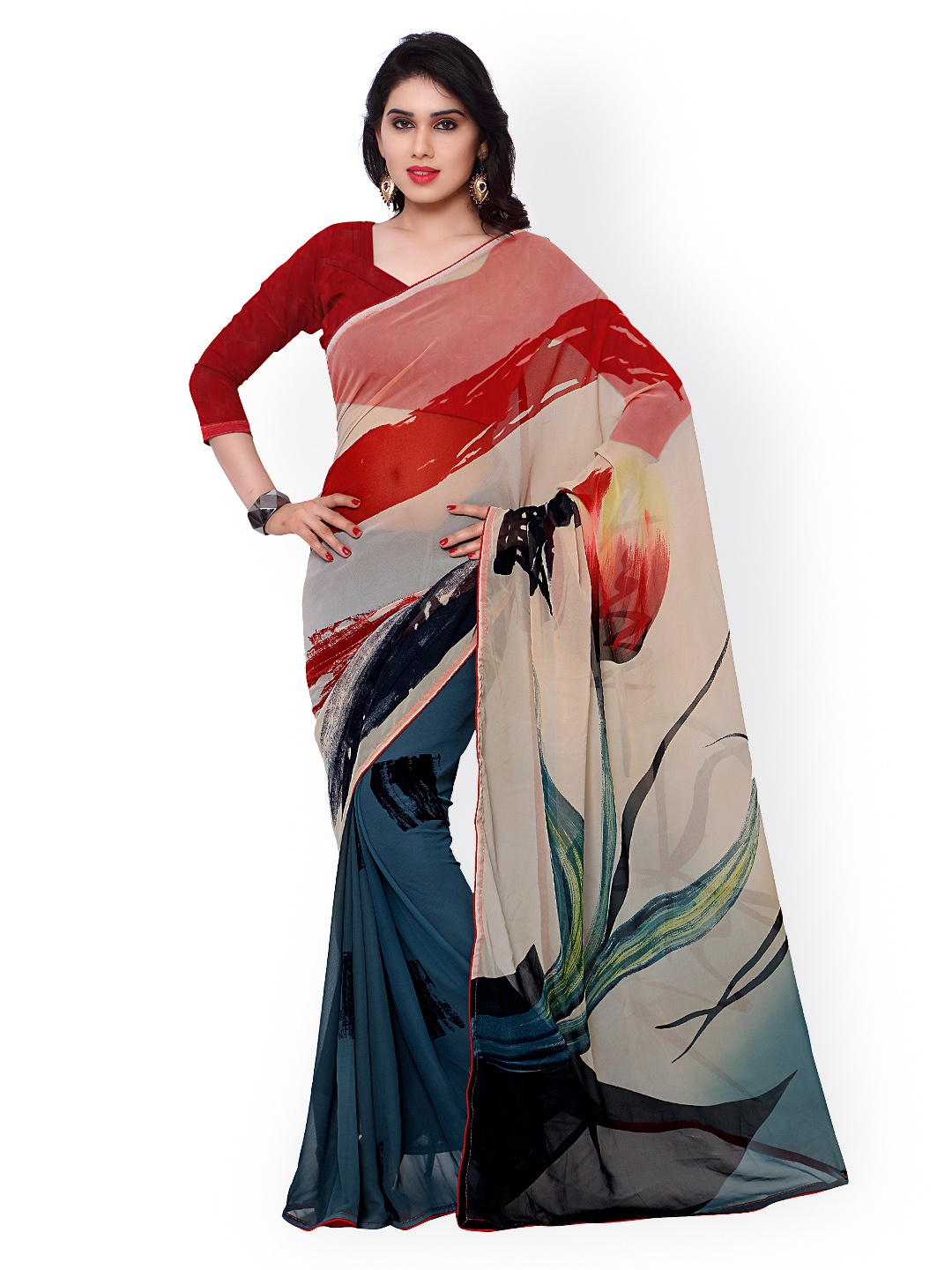 

Kalista Multicoloured Georgette Printed Saree, Multi