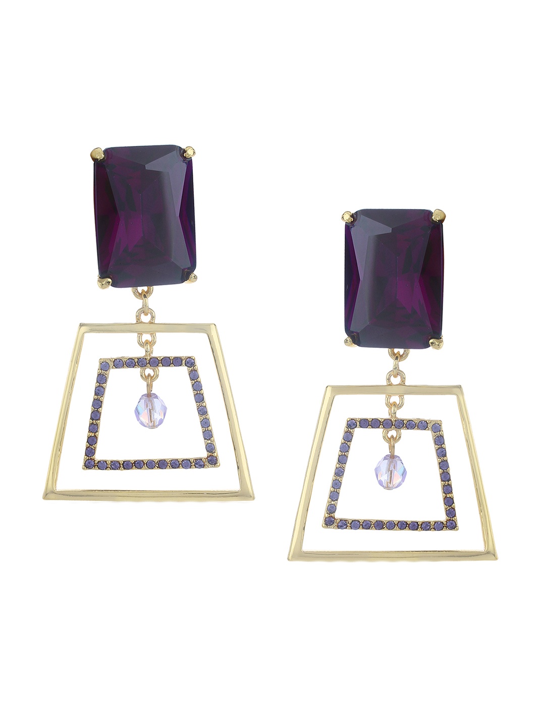 

Estele Purple & Gold-Toned Contemporary Drop Earrings