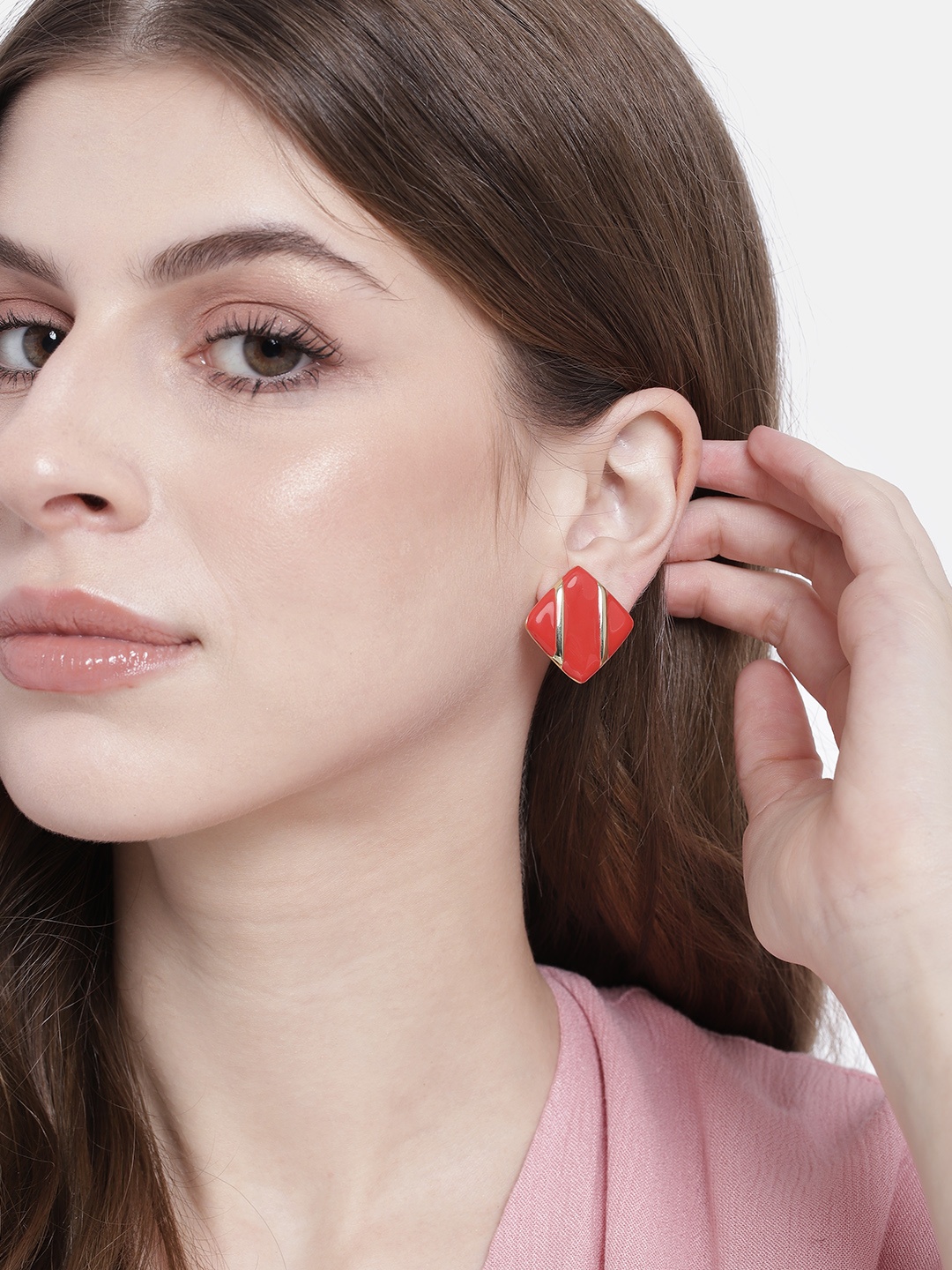 

Estele Red & Gold-Toned Contemporary Studs