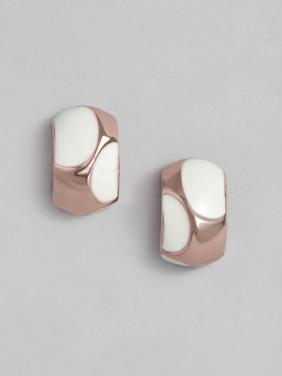 Estele White & Gold-Toned Contemporary Drop Earrings