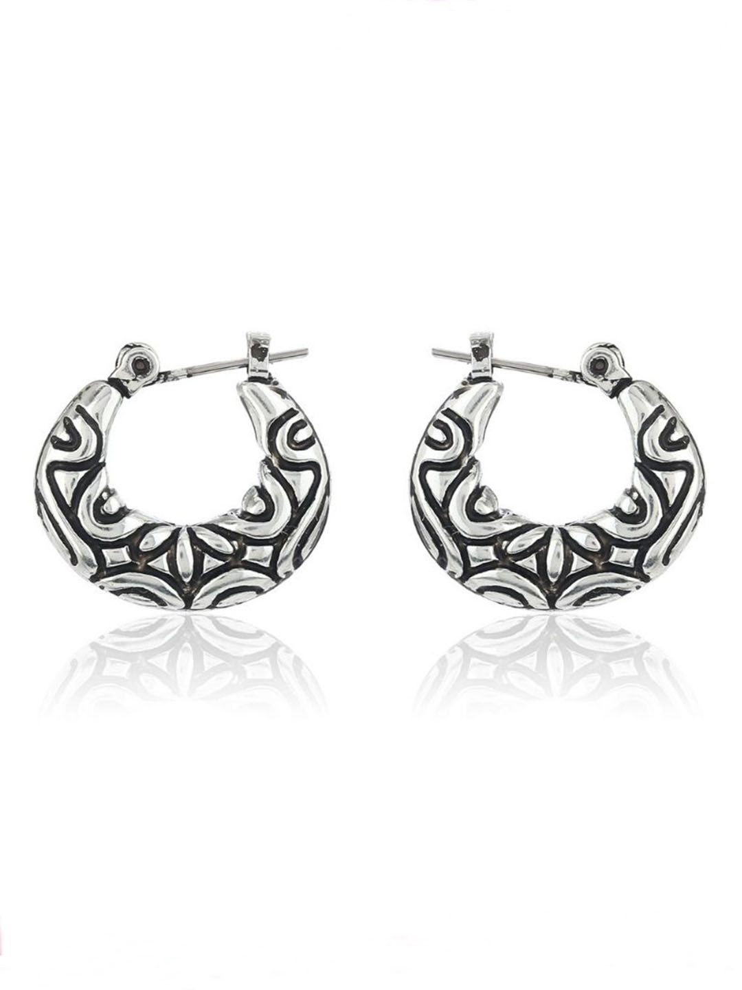 

Estele Silver-Plated & Black Contemporary Studs