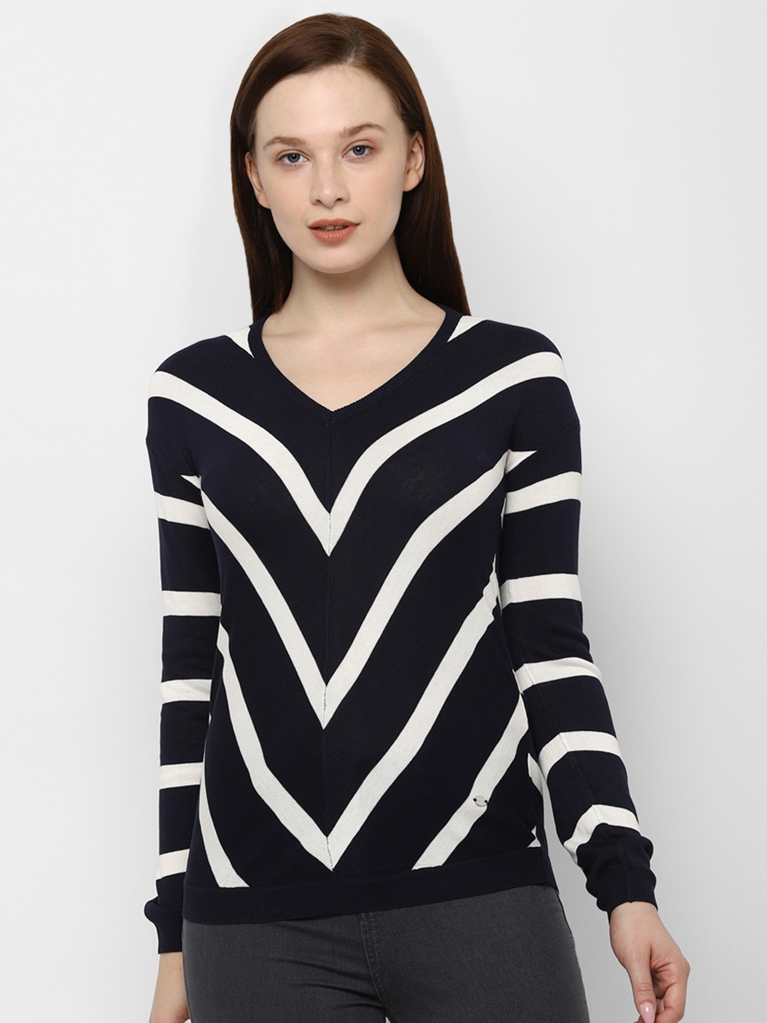 

Allen Solly Woman Navy Blue Striped Top