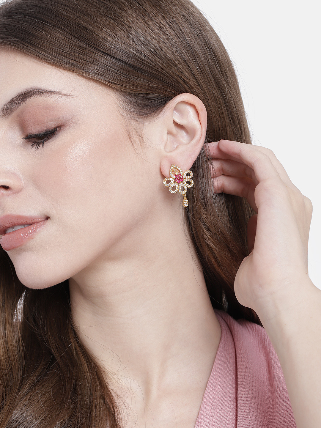 

Estele Gold-Plated & White Classic Drop Earrings