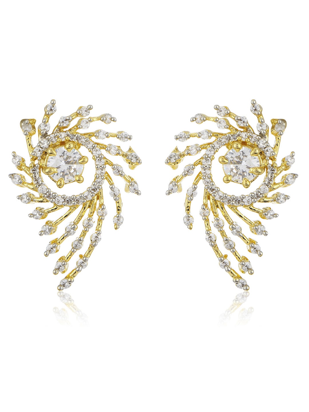 

Estele White & Gold-Toned Contemporary Drop Earrings