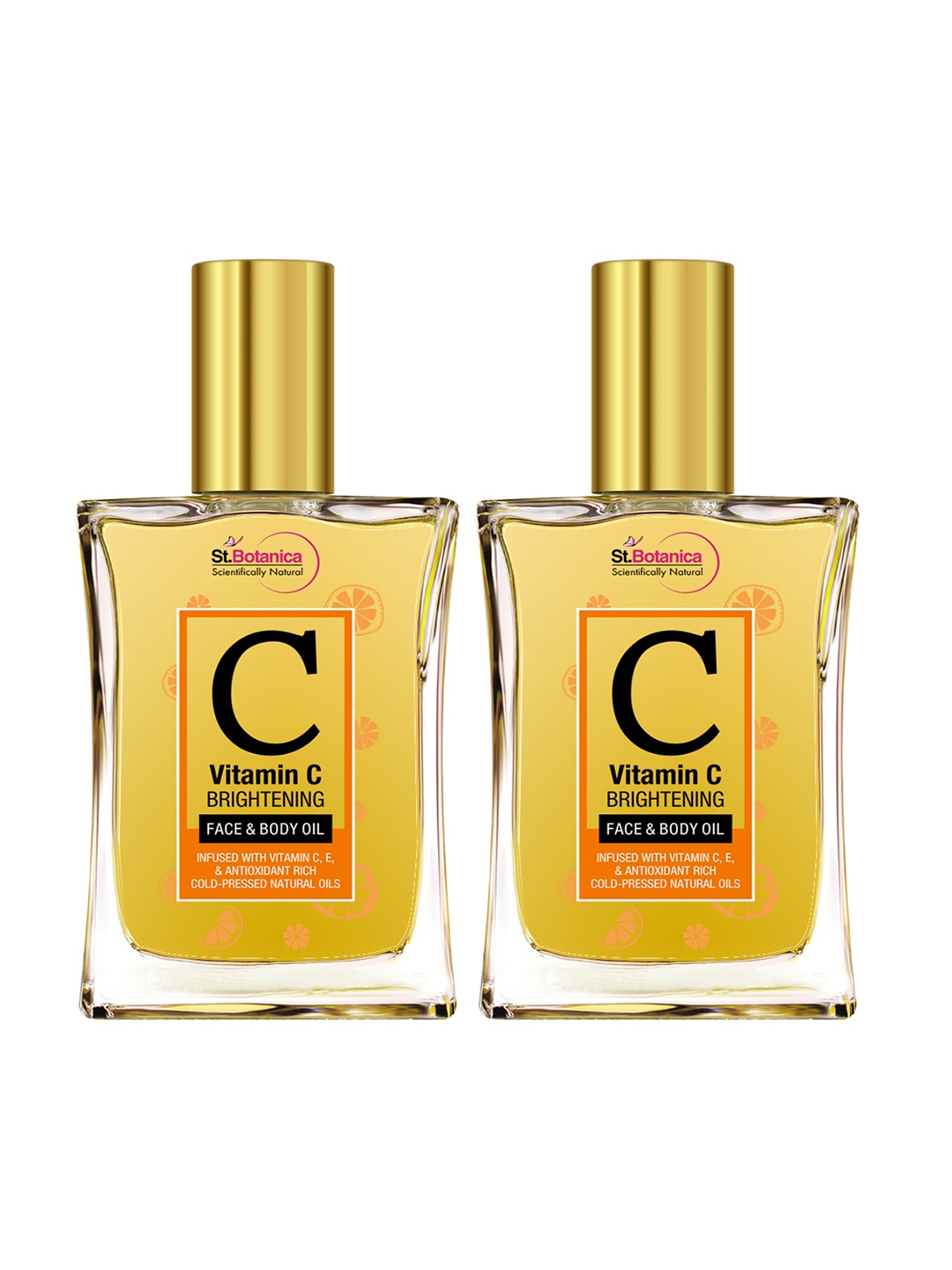 

StBotanica Pack Of 2 Vitamin C Brightening Face & Body Oil 200 ml, Gold
