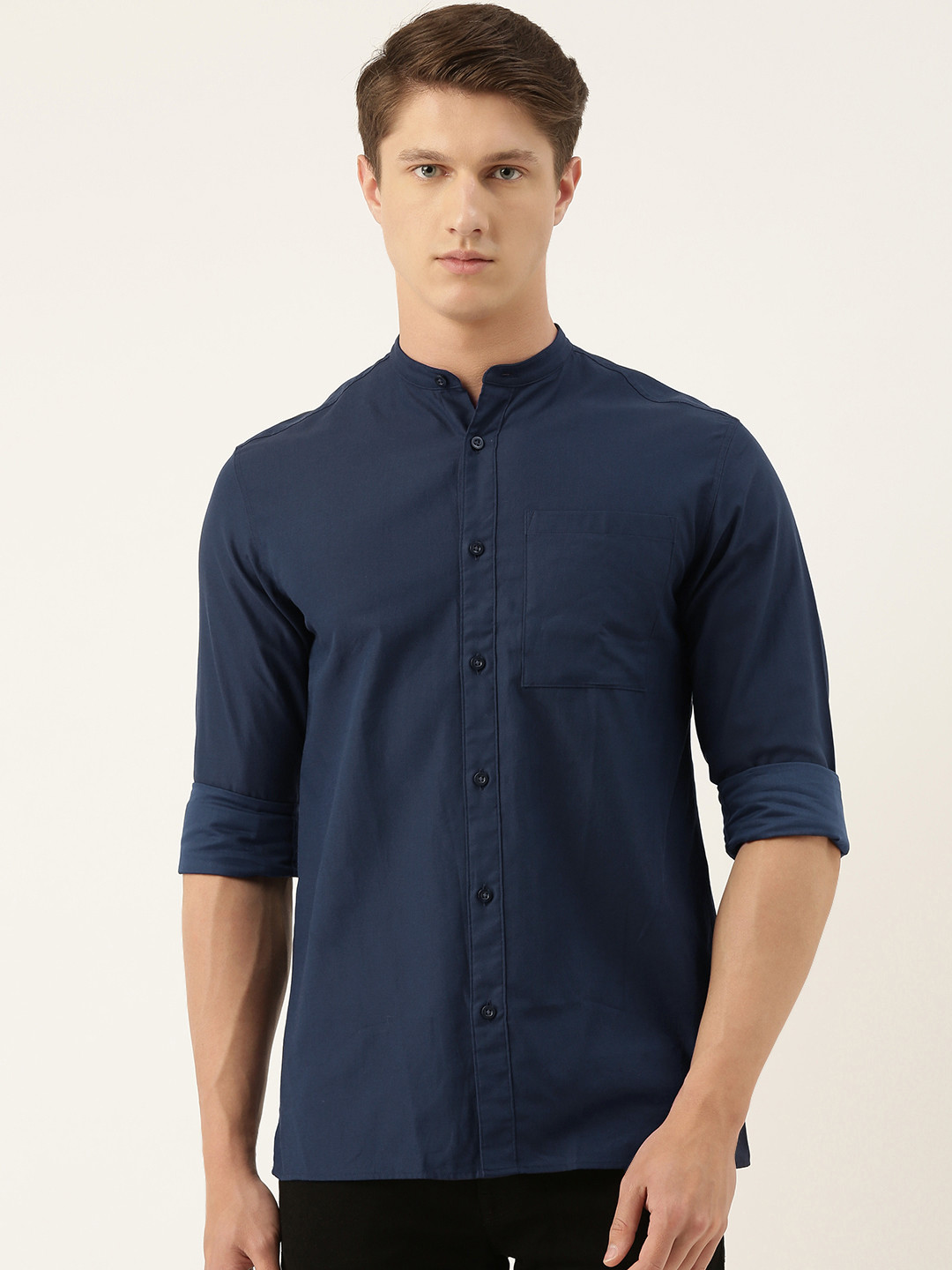 

SELECTED Men Navy Blue Regular Fit Solid Casual Shirt