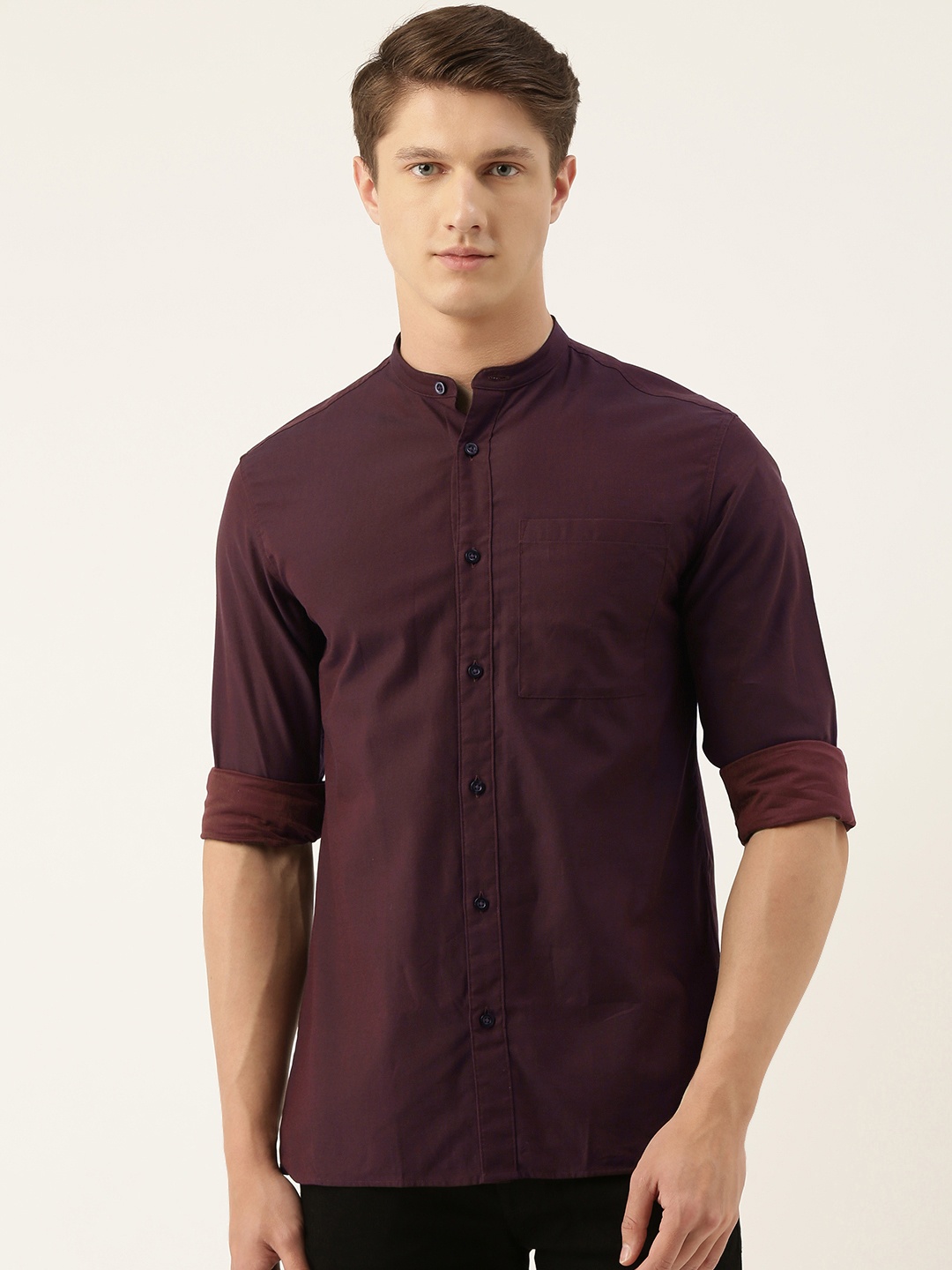 

SELECTED Men Burgundy Regular Fit Solid Casual Shirt