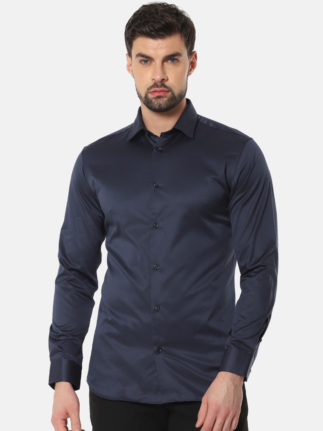 

SELECTED Men Navy Blue Slim Fit Solid Casual Shirt