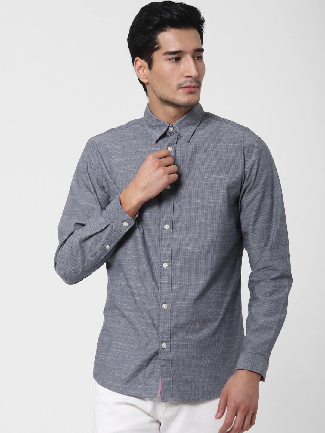 

SELECTED Men Blue & White Slim Fit Striped Casual Shirt
