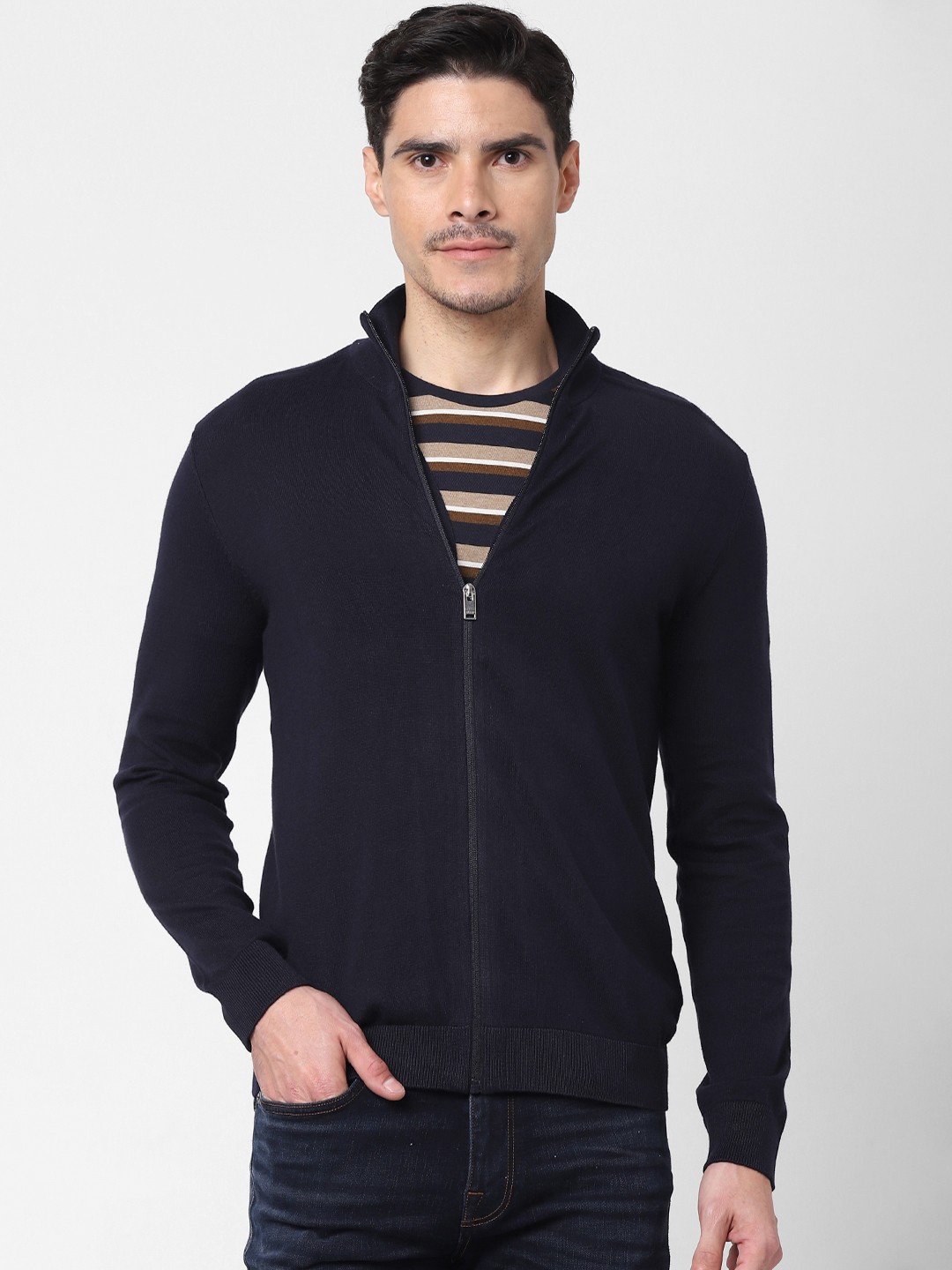 

SELECTED Men Navy Blue Solid Sweatshirt