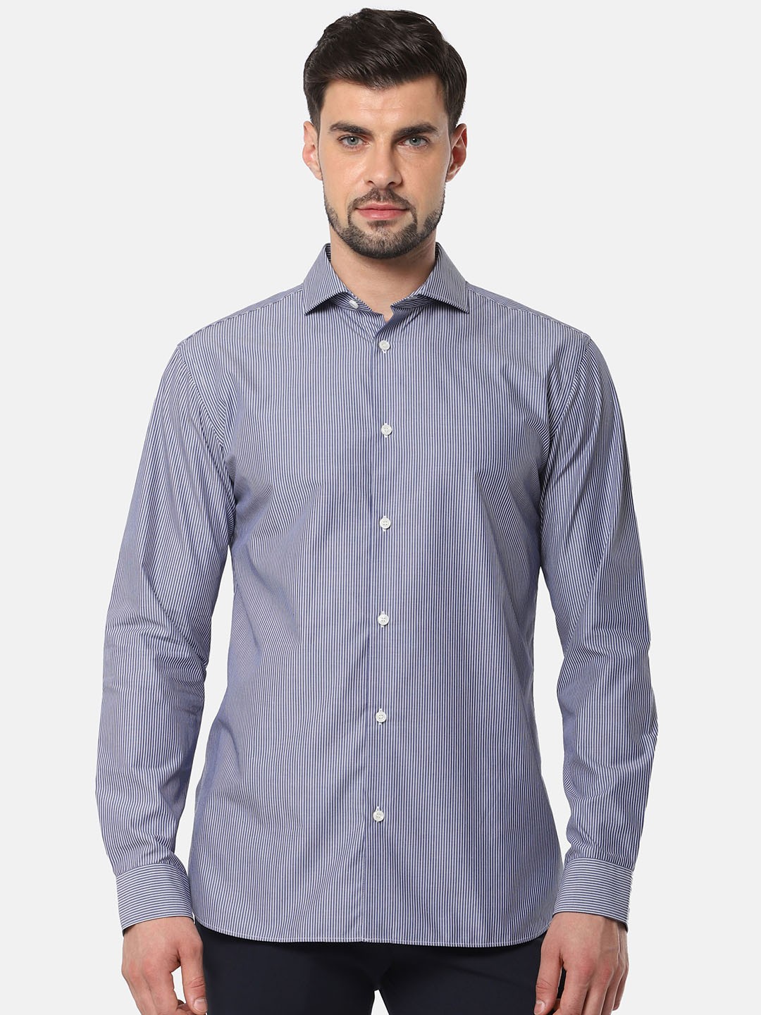 

SELECTED Men Blue & White Regular Fit Striped Casual Shirt