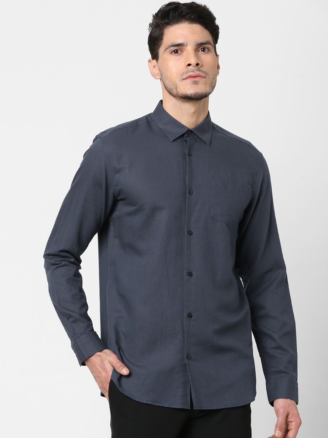 

SELECTED Men Navy Blue Slim Fit Opaque Casual Shirt