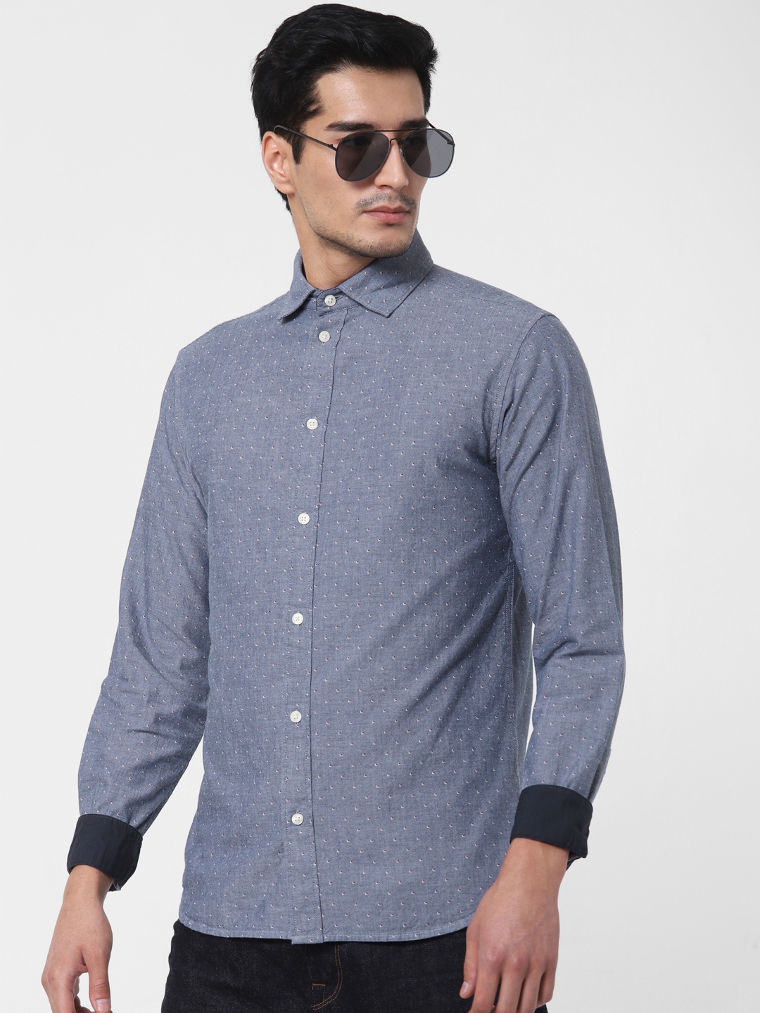 

SELECTED Men Blue Slim Fit Printed Organic Cotton Casual Shirt