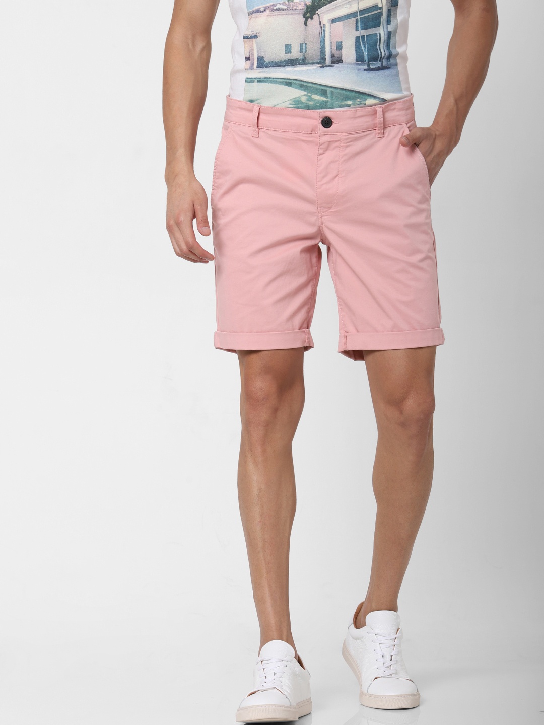 

SELECTED Men Pink Solid Regular Fit Chino Shorts