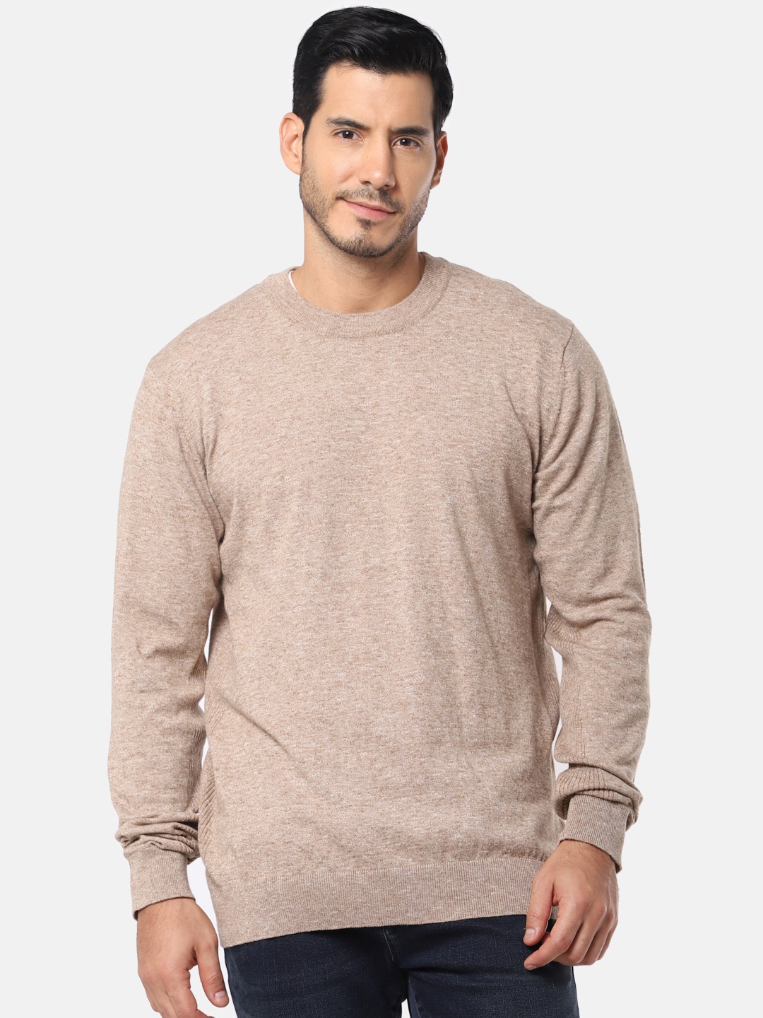 

SELECTED Men Beige Solid Sweatshirt