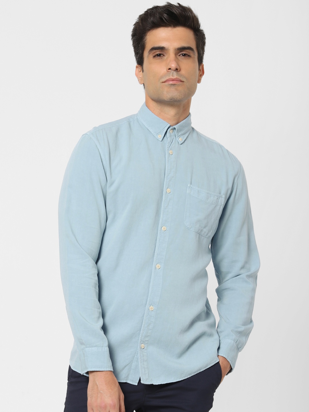 

SELECTED Men Blue Slim Fit Solid Casual Shirt