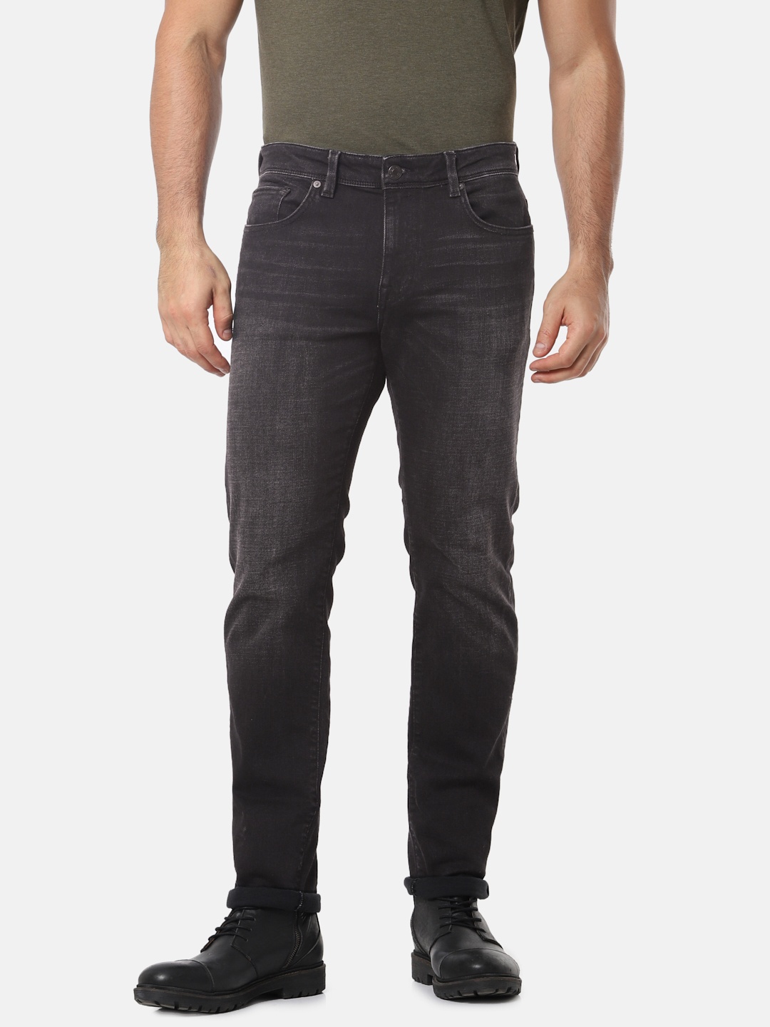 

SELECTED Men Black Straight Fit Mid-Rise Clean Look Stretchable Jeans